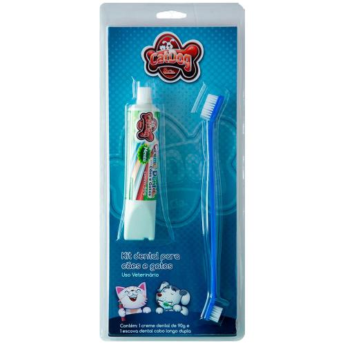Kit Dental CatDog & Cia Escova e Creme Dental Menta para Cães e Gatos - Menta