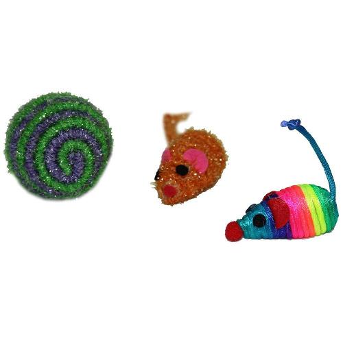 Kit Brinquedo Chalesco Bolinha e Ratinho de Sisal para Gatos - Tam. Único