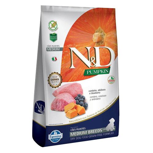 Ração Farmina N&D Pumpkin Carnes Nobres Cordeiro para Cães Filhotes de Raças Médias - 10,1 Kg