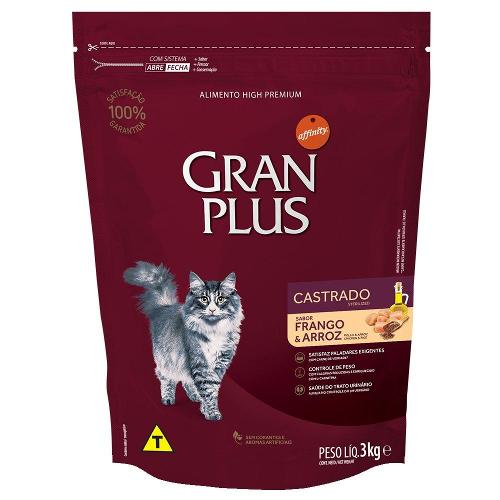 Ração GranPlus Frango e Arroz Gatos Castrados Adultos - 3 Kg