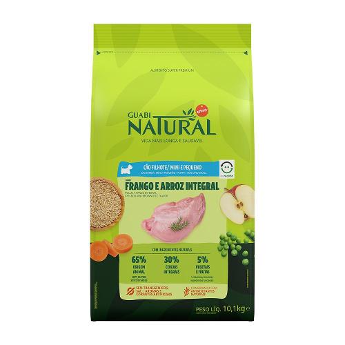 Ração Guabi Natural Frango e Arroz Integral para Cães Filhotes Raças Mini e Pequena - 10,1 Kg