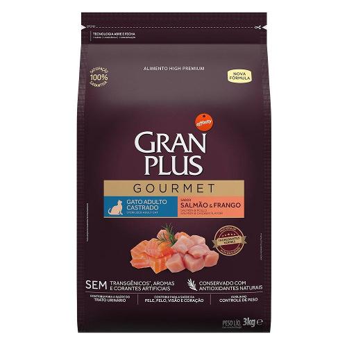 Ração GranPlus Gourmet Salmão & Frango Gatos Castrados- 3 Kg