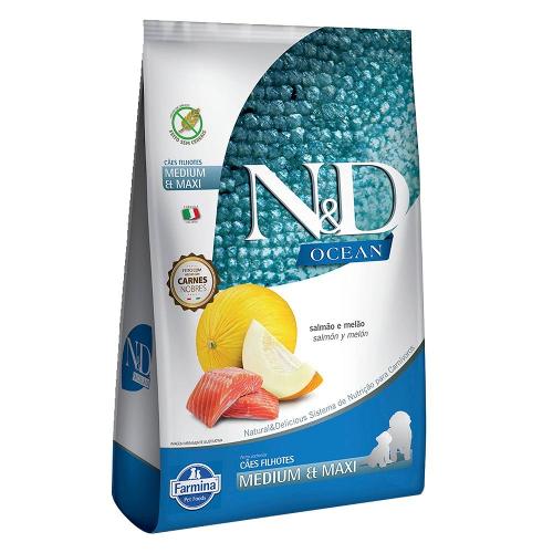 Ração Seca Farmina N&D Ocean Salmão e Melão para Cães Filhotes Raças Médias e Grandes - 2,5 Kg