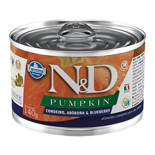 Ração Úmida Lata Farmina N&D Pumpkin Cordeiro, Abóbora & Blueberry para Cães Adultos - 140 g