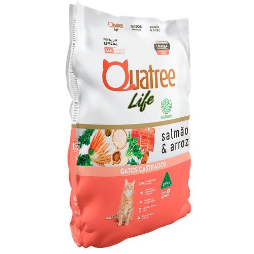 Ração Quatree Life Salmão e Arroz Gatos Castrados - 10,1 Kg