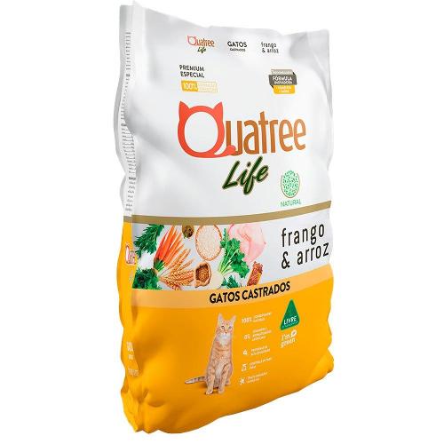 Ração Quatree Life Frango e Arroz Gatos Castrados - 10,1 Kg