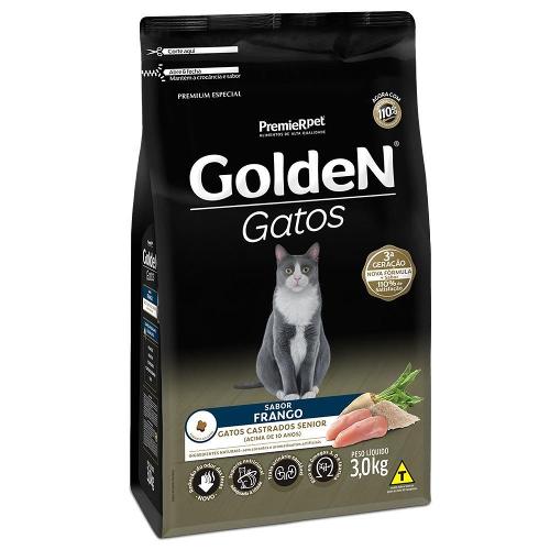 Ração Golden Gatos Castrados Sênior Frango - 3 Kg