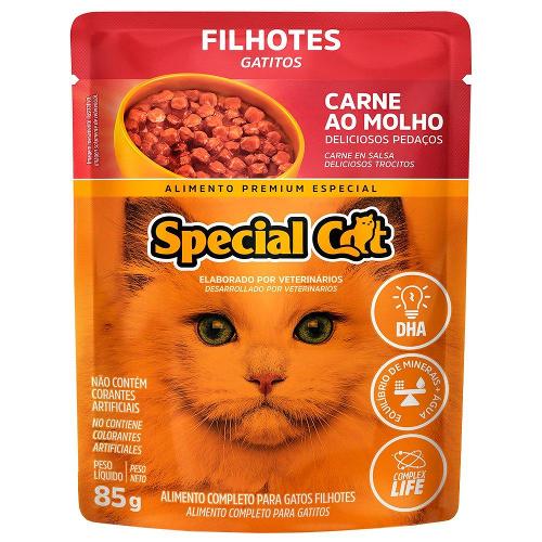 Ração Úmida Special Cat Sachê Carne para Gatos Filhotes - 85 g