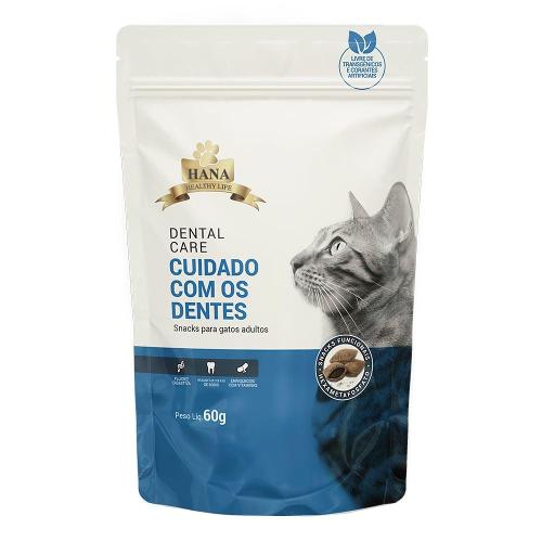 Snack Hana Healthy Life para Gatos Adultos Sabor Fígado Cuidado com os Dentes - 60g