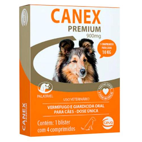 Vermifugo Canex Premium 900 mg para Cães até 10 Kg - 4 Comprimidos