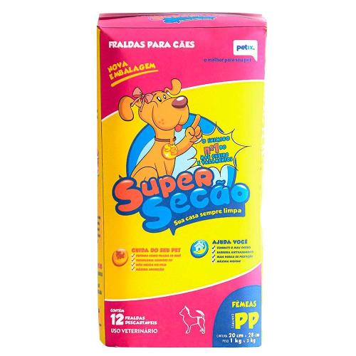 Fraldas Descartáveis Super Secão para Cães Fêmeas - Tam. PP