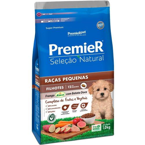 Ração Premier Pet Seleção Natural Frango Korin com Batata Doce Cães Filhotes Raças Pequenas - 1 Kg