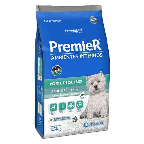 Ração Premier Pet Ambientes Internos Cães Adultos Frango e Salmão - 7,5 Kg