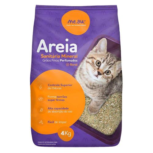 Areia Sanitária Meau Grãos Finos Perfume Floral para Gatos - 4 Kg