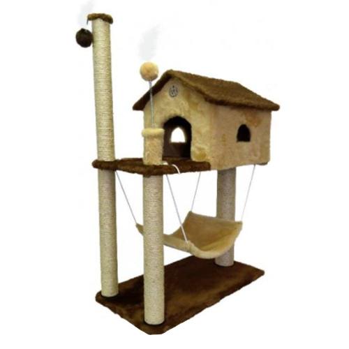 Brinquedo Arranhador Casa e Rede Marrom e Bege - Tam. Único