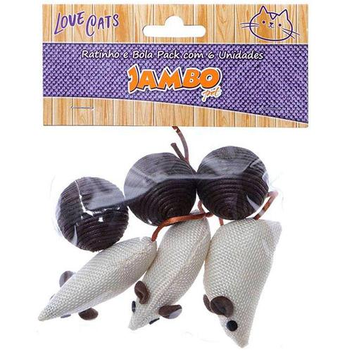 Brinquedo Jambo Ratinho e Bola Pack Marrom - 6 Unidades