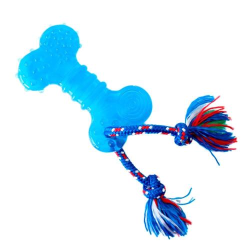 Brinquedo Odontopet Osso Dental Flat com Corda Azul para Cães - Tam. M