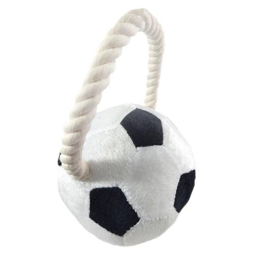 Brinquedo Pelúcia Bola de Futebol com Puxador para Cães - Tam. Único
