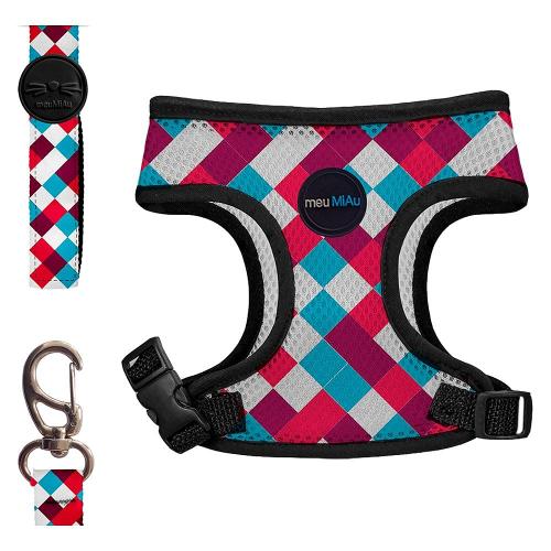 Conjunto Peitoral Style Mesh e Guia Chique para Gatos - Tam. Único