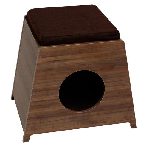 Casa de Madeira Escura para Gatos - Tam. Único