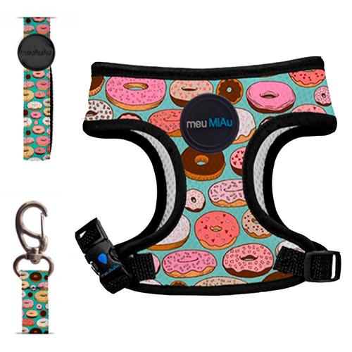 Conjunto Peitoral Style Mesh e Guia Donuts para Gatos - Tam. Único