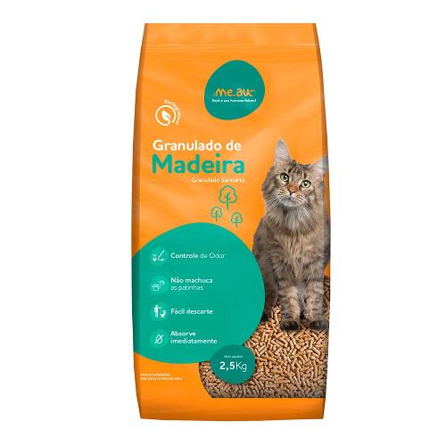 Granulado de Madeira Meau para Gatos - 2,5 Kg
