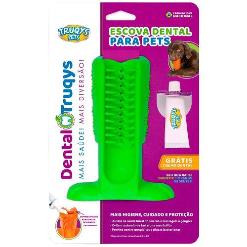 Escova Dental Truqys Pets Verde para Cães - Tam. G