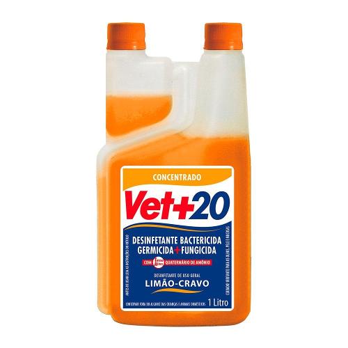 Desinfetante Vet+20 Bactericida Limão e Cravo - 1 Litro