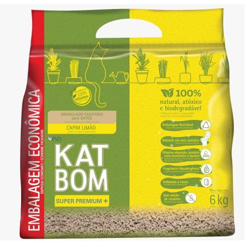 Granulado Sanitário Katbom Capim Limão para Gatos - 6 Kg