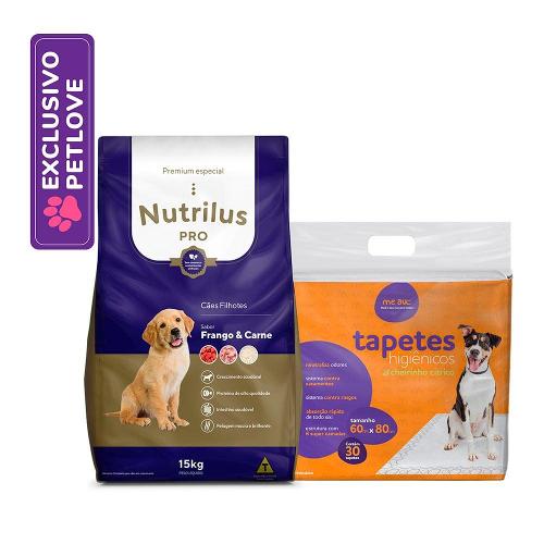 KIT Ração Seca Nutrilus + Tapete Higiênico Me.Au Pet - KIT