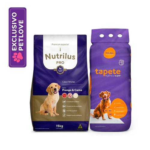 Kit Ração Seca Nutrilus + Tapete Higiênico Super Me.Au Pet- KIT