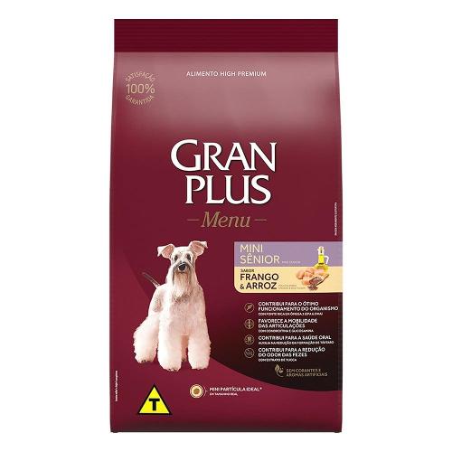 Ração GranPlus Menu Frango e Arroz para Cães Sênior Mini - 3 Kg
