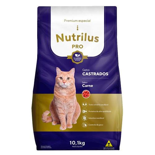 Ração Nutrilus Pro Carne Gatos Adultos Castrados - 10,1 Kg