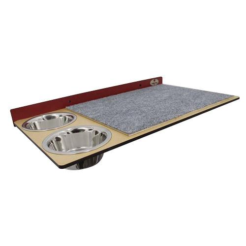 Prateleira Hello Pet com Carpete e Comedouros Vermelha para Gatos - Vermelha