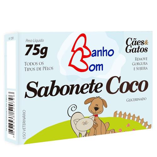 Sabonete Banho Bom Coco para Cães e Gatos - 75 g