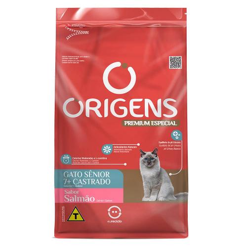 Ração Seca Origens Premium Especial Salmão para Gatos Sênior Castrados - 3 Kg