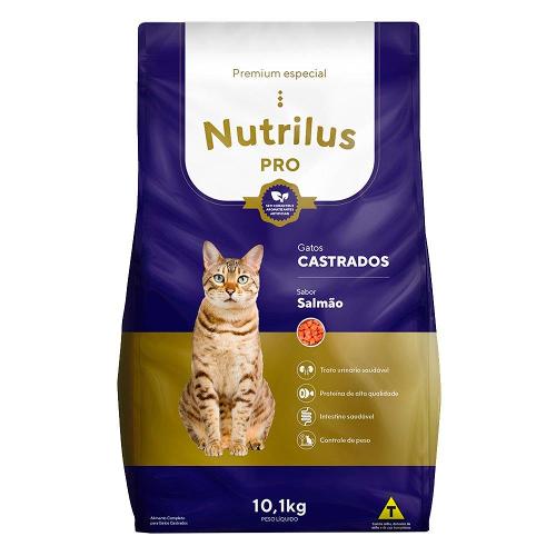 Ração Nutrilus Pro Salmão Gatos Adultos Castrados - 10,1 Kg