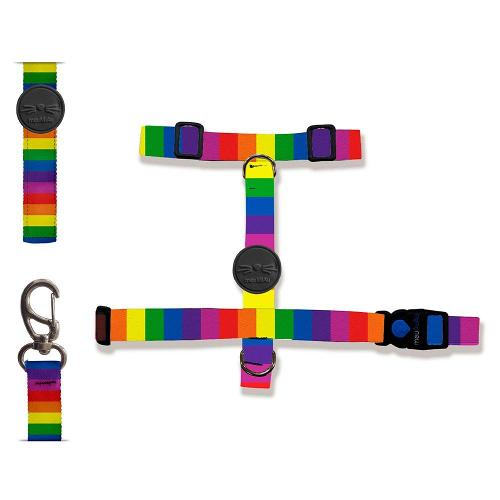 Peitoral H e Guia Rainbow para Gatos - Tam. Único