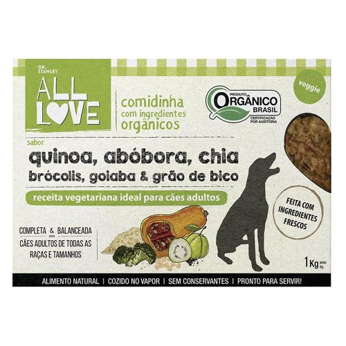 Comidinha Orgânica  Veggie Quinoa, Abóbora, Chia, Brócolis, Goiaba & Grão de Bico para Cães Adultos