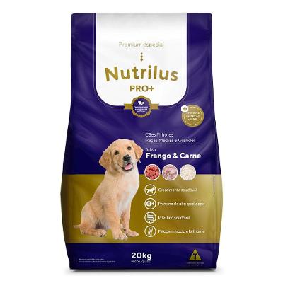 Ração Seca Nutrilus Pro+ Frango & Carne para Cães Filhotes de Raças Médias e Grandes - 20 Kg