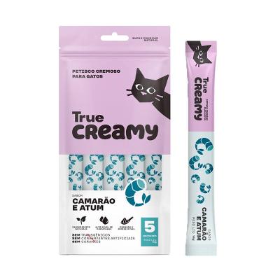Petisco Cremoso True Creamy Sabor Camarão e Atum para Gatos - 5 Unidades