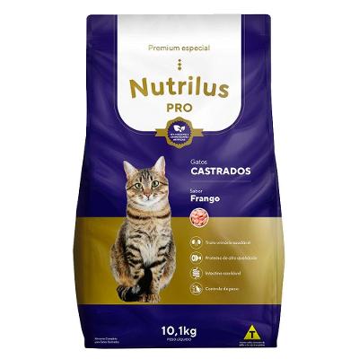 Ração Nutrilus Pro Frango Gatos Adultos Castrados - 10,1 Kg