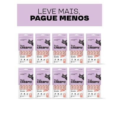 Petisco Cremoso True Creamy Sabor Salmão para Gatos - 10 pacotes (50 unidades)