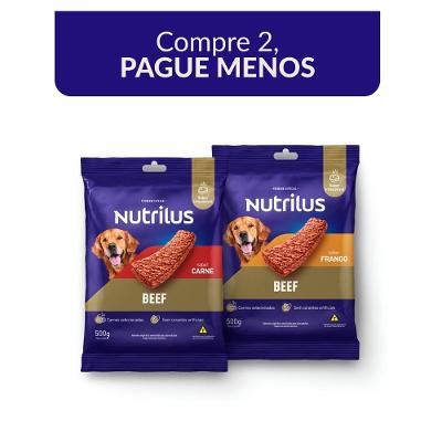 Kit Nutrilus Bifinho Sabor Carne e Frango para Cães Adultos - 1 Kg (2 Pacotes 500 g)