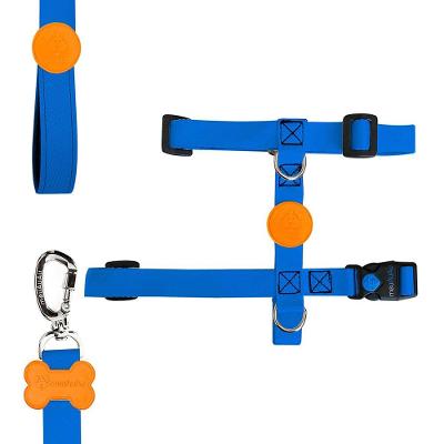 Peitoral H e Guia Color Block Blue para Cães - Tam. M