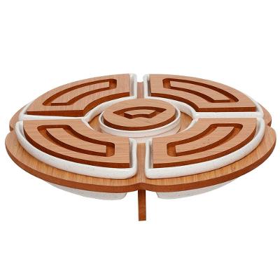 Conjunto Petisqueiras L`hermitage Santorini em Cerâmica com Suporte em MDF - 5 Peças