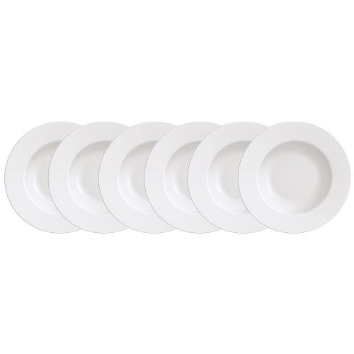 Conjunto com 6 Pratos Rasos Tramontina Maria Augusta em Porcelana 27 cm - Branco