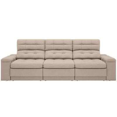 Sofá Retrátil Reclinável 4 Lugares DDS Next Brunello com Almofadas Fixas, Revestimento Velosuede e Espuma D26 - 230cm de largura