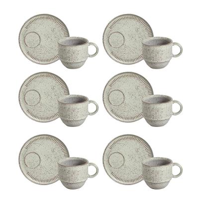 Conjunto de Xícaras de Chá Empilháveis com Pires Porto Brasil Pistache 6 peças – 230 ml
