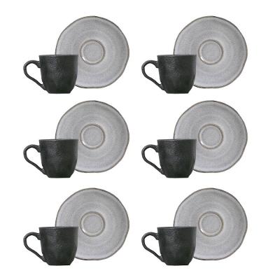 Conjunto de Xícaras de Café com Pires Porto Brasil Orgânico Concreto 6 peças - 120 ml